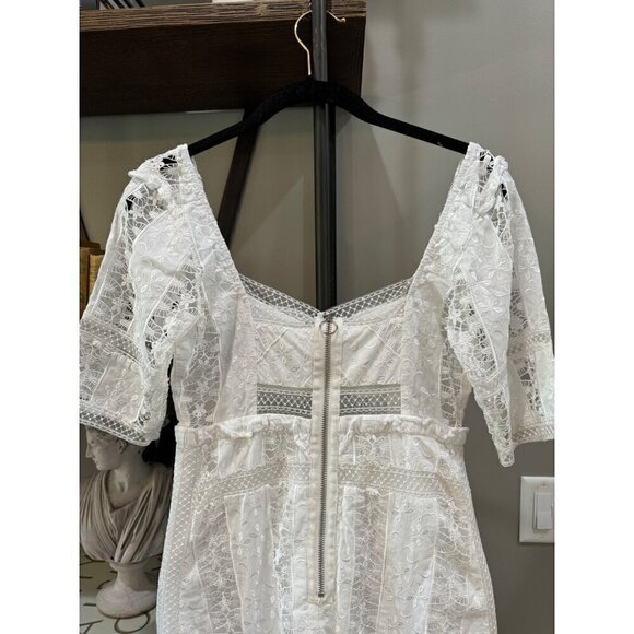 For Love & Lemons Amandine Embroidered Mini Dress Ivory Womens Size Small - Picture 11 of 12